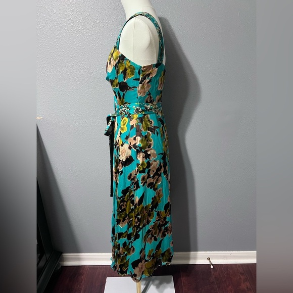 Womens Monsoon Green Floral Silk Blend Vintage Y2k Midi Slip Dress Sz 8 UK 6 US. - Picture 9 of 12